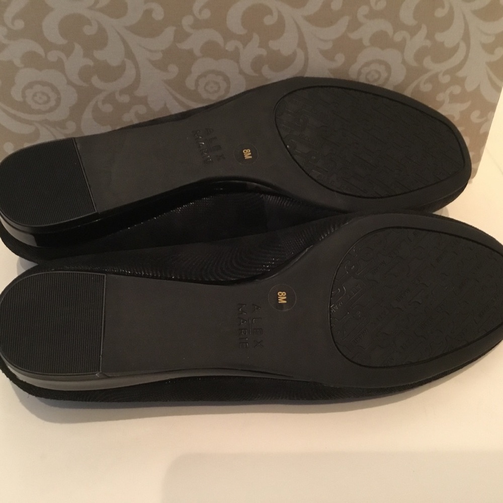 Alex Marie Meghann black leather ballet flats bead embellishments / NEW - Picture 9 of 9
